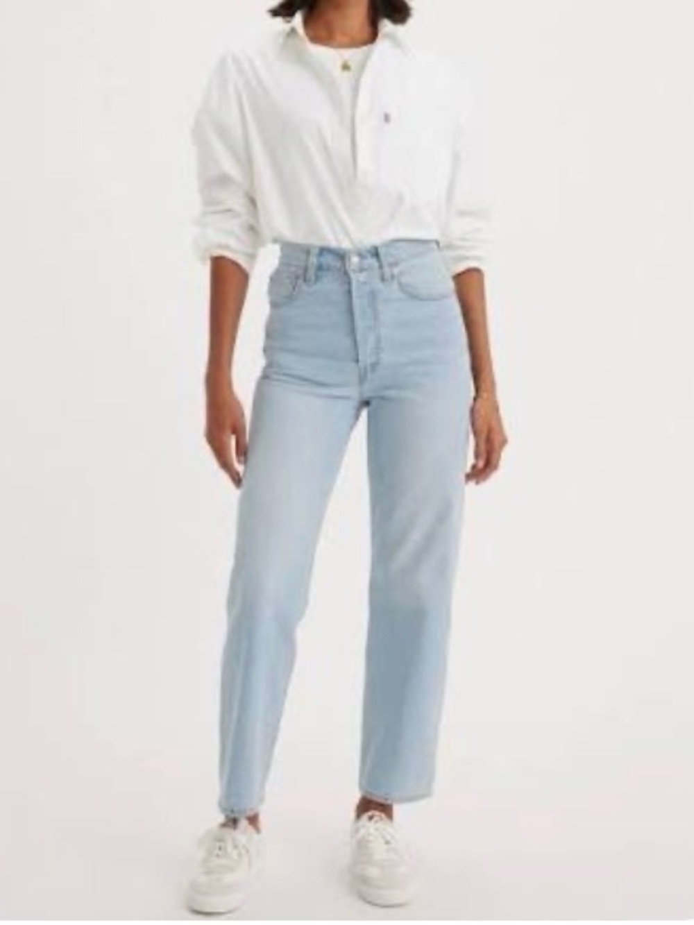 Sz 27 Levi’s Ribcage Straight Light Wash Classic Blue Denim Jeans High Waist